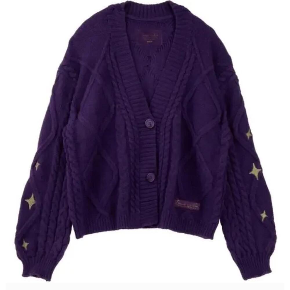 Taylor Swift Speak Now Purple Gold Stars Cardigan Size Medium Large